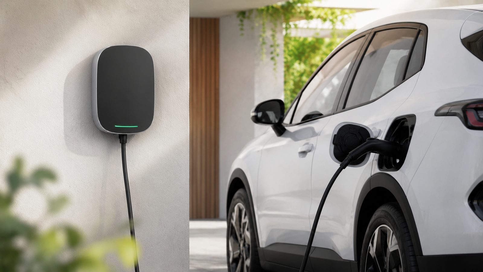 Wybór mocy WallBoxa – stacja ładowania na ścianie i ładujący się samochód elektryczny